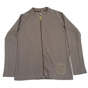 Husqvarna Motorcycles Full Zip Jacket Mens L Grey Mock Neck Raglan Moto Biker